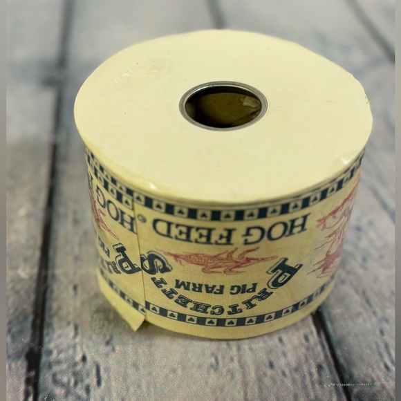 VINTAGE Wirthmore Cream Pig Farm Hog Feed Farmcore Cottagecore Fabric Ribbon - Picture 5 of 7